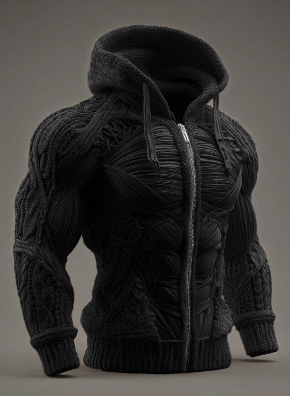 Mens Long-Sleeve Zip-Up Hoodie With Digital Print