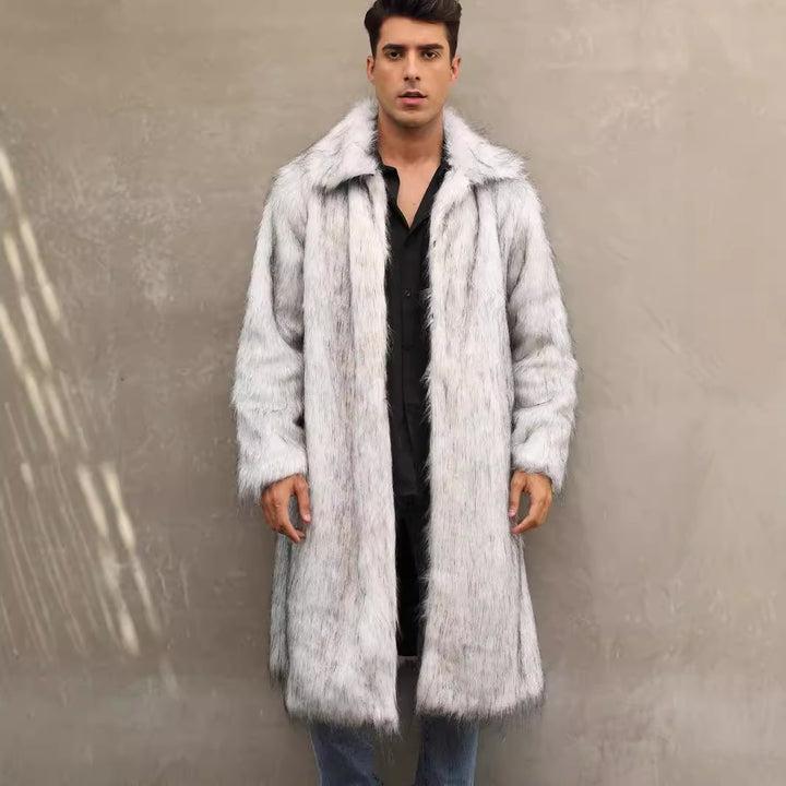 Mens Long Faux Fur Coat Mens Outerwear Warm And Cozy