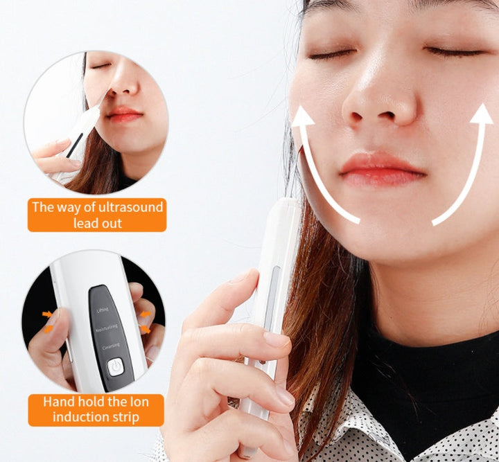 Ultrasonic ion skin cleanser device with ABS material and compact design