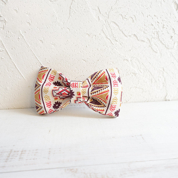 Colorful polyester pet collar bow tie accessory for pets in multiple sizes