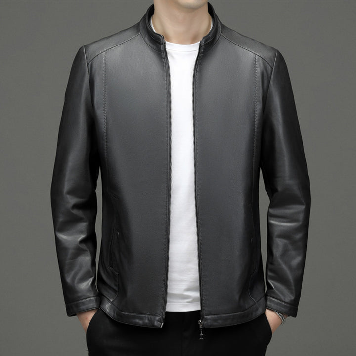 Men's Business Fleece Padded Casual Leather Jacket