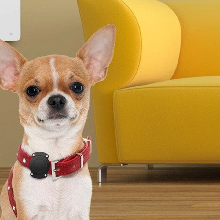 Black waterproof ABS pet fashion collar protection cover compatible with AirTag