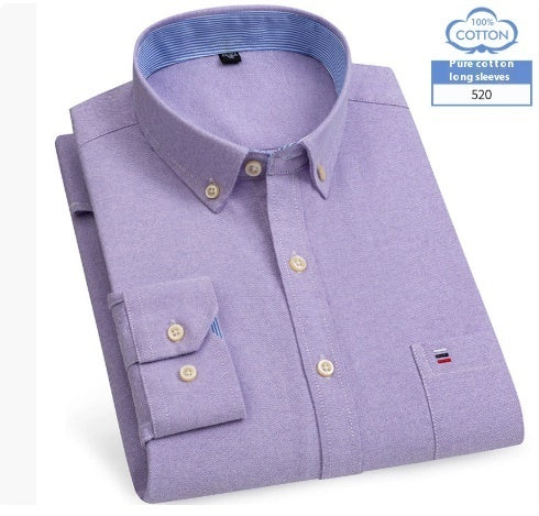 قميص رجالي متوسط ​​العمر بأكمام طويلة من القطن الخالص بنقشة مربعات