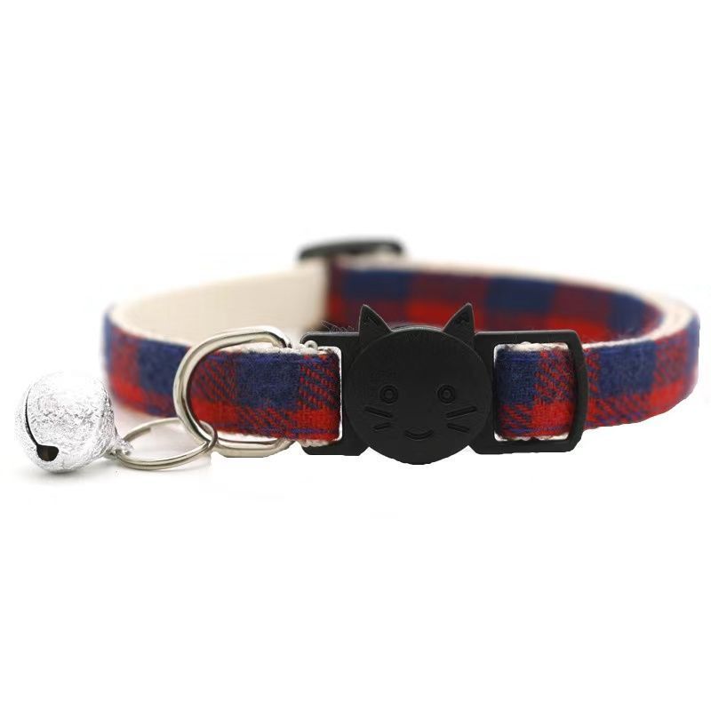 Pet plaid bowless collar in various colors for cats, universal size with bell