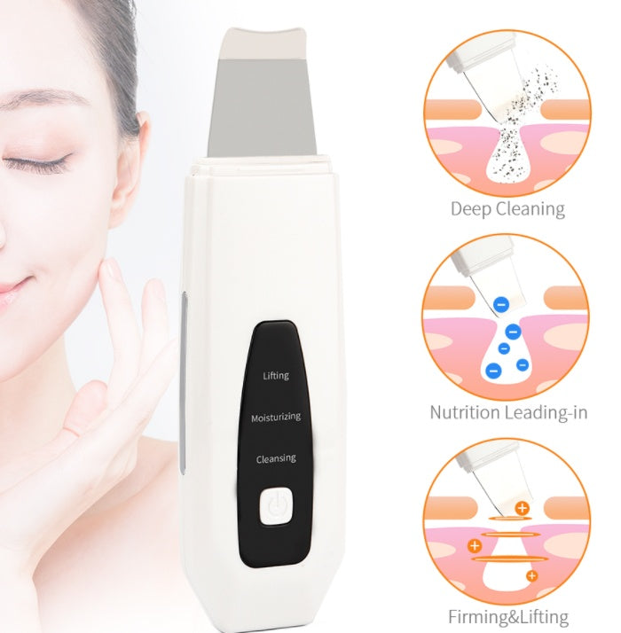 Ultrasonic ion skin cleanser device with ABS material and compact design