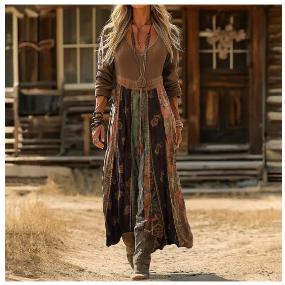 Retro Casual Plaid Womens Elegant Long-sleeve Dress