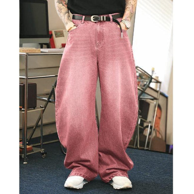 Men's Brown Washed Loose Flared Jeans