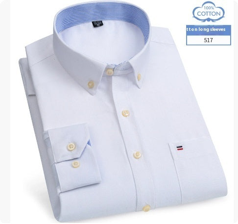 قميص رجالي متوسط ​​العمر بأكمام طويلة من القطن الخالص بنقشة مربعات