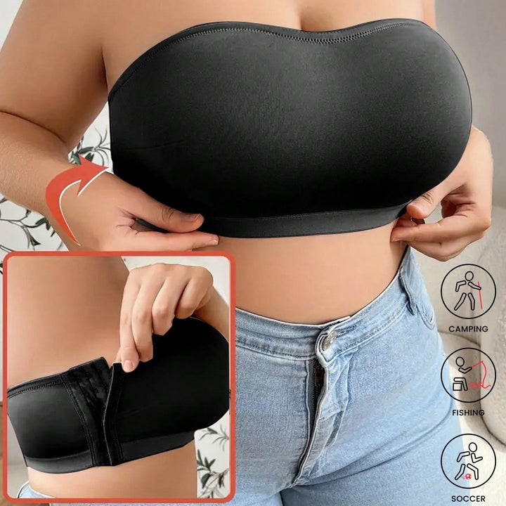 Sleek Strapless Side-closure Thin Bralettewire-free And Ultra-comfortable