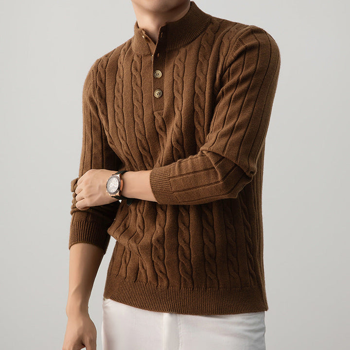 Men's half-height Henry collar knit sweater in multiple colors and sizes