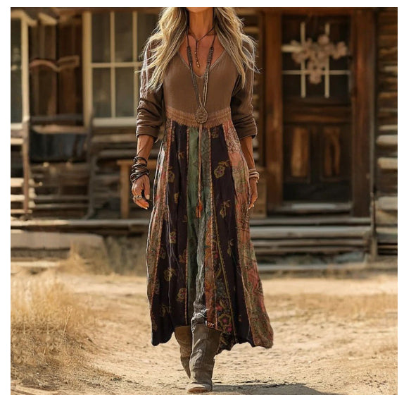 Retro Casual Plaid Womens Elegant Long-sleeve Dress