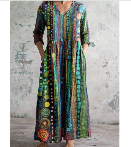 Womens Loose-fitting Fashionable Printed Dress