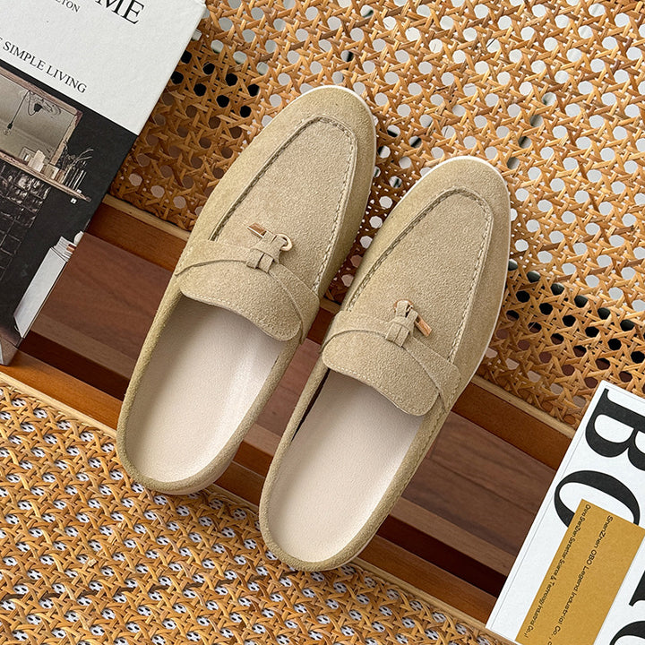 Tasseled Hidden-Heel Closed-Toe Half Slippers For Women