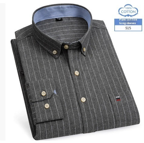 قميص رجالي متوسط ​​العمر بأكمام طويلة من القطن الخالص بنقشة مربعات