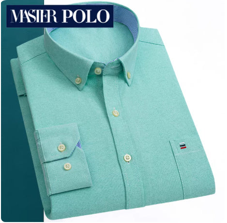 Middle-aged Men's Long Sleeve Pure Cotton Plaid Shirt