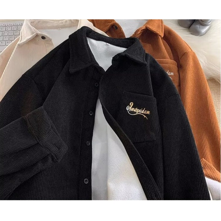 Mens Retro Casual Corduroy Shirt Coat