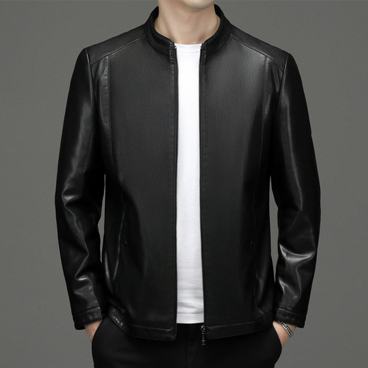 Men's Business Fleece Padded Casual Leather Jacket