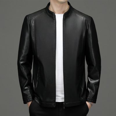 Men's Business Fleece Padded Casual Leather Jacket