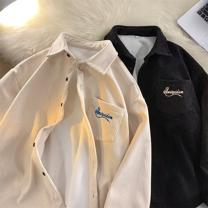 Mens Retro Casual Corduroy Shirt Coat