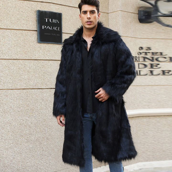 Mens Long Faux Fur Coat Mens Outerwear Warm And Cozy