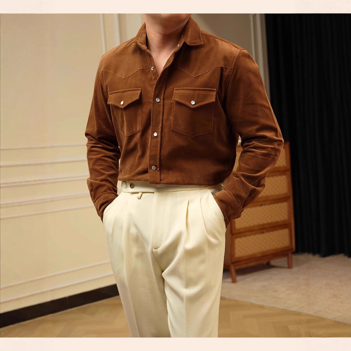 Mens Casual Business Shirt Made From Pure Cotton With A Lampwick Weave For Everyday Wear