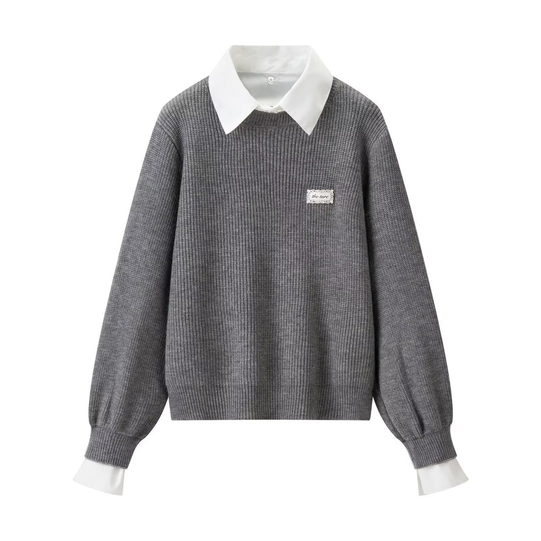 Laid-back Faux Two-piece Loose-knit Top