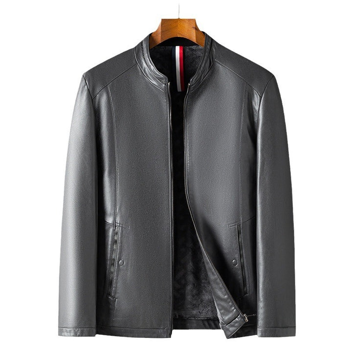 Men's Business Fleece Padded Casual Leather Jacket