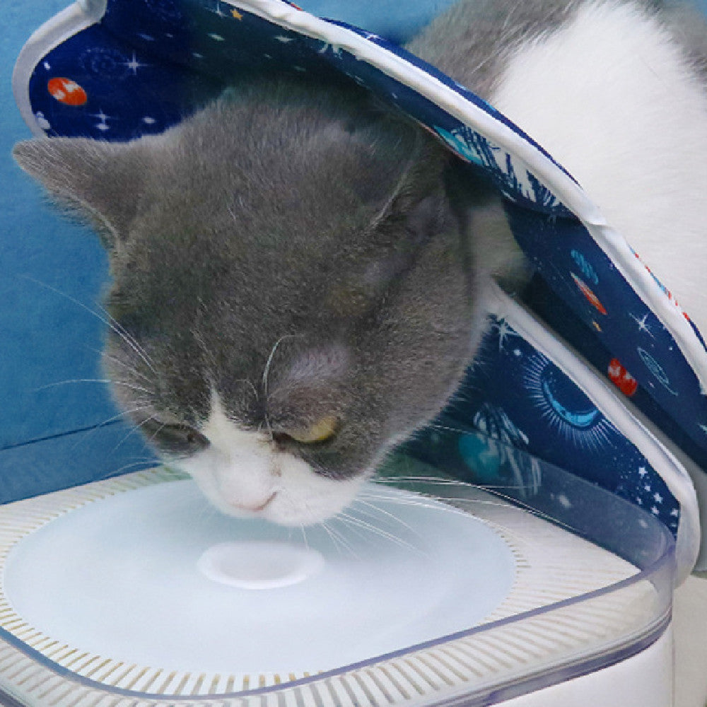 Pet Space Planet Foldable Collar with star and constellation pattern in composite fabric, cartoon style, adjustable sizes S to L