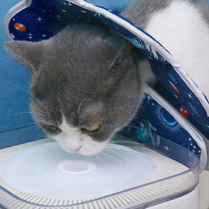 Pet Space Planet Foldable Collar with star and constellation pattern in composite fabric, cartoon style, adjustable sizes S to L