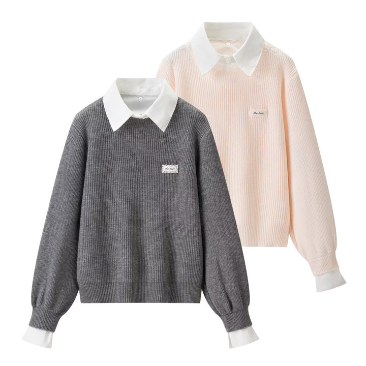 Laid-back Faux Two-piece Loose-knit Top