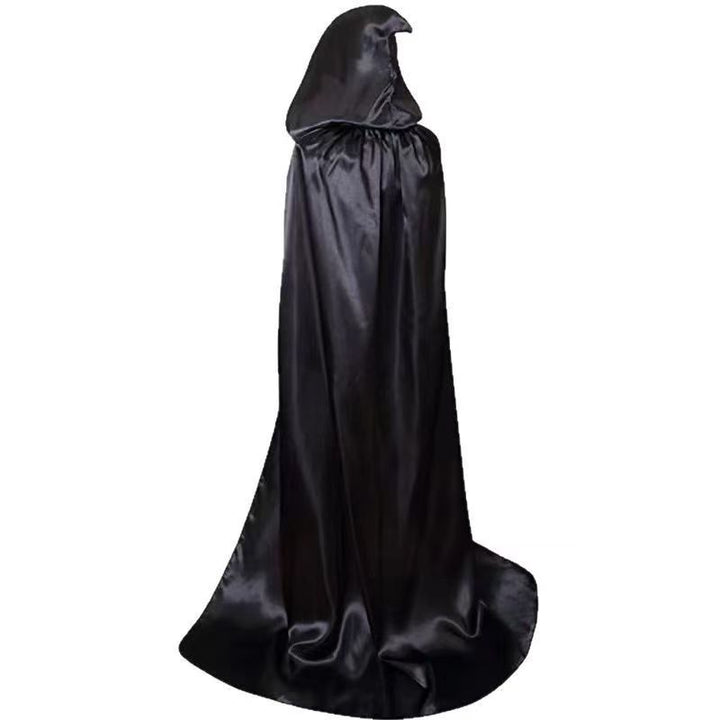 Halloween Costume Satin Black Grim Reaper Cloak Cape