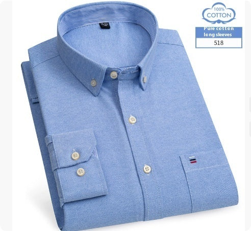 قميص رجالي متوسط ​​العمر بأكمام طويلة من القطن الخالص بنقشة مربعات