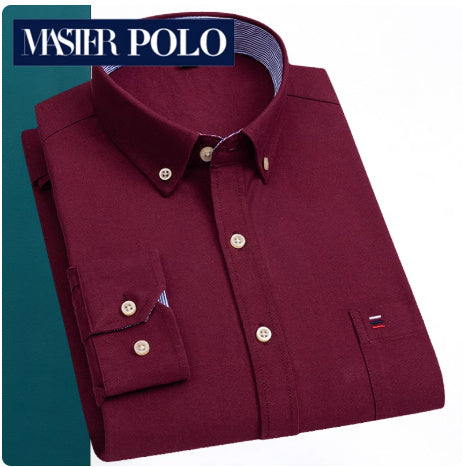 Middle-aged Men's Long Sleeve Pure Cotton Plaid Shirt