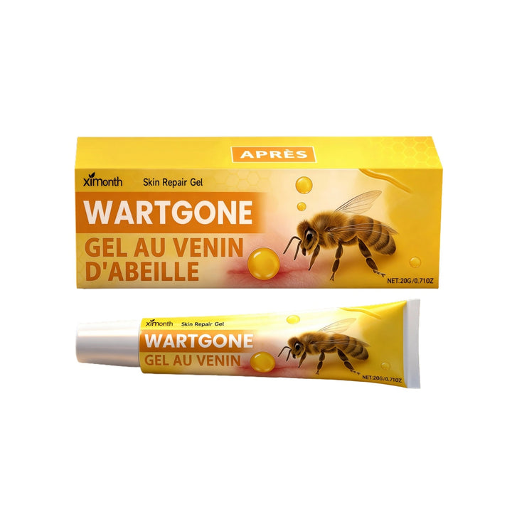 Tube of skin care gel with natural ingredients including menthol and bee venom