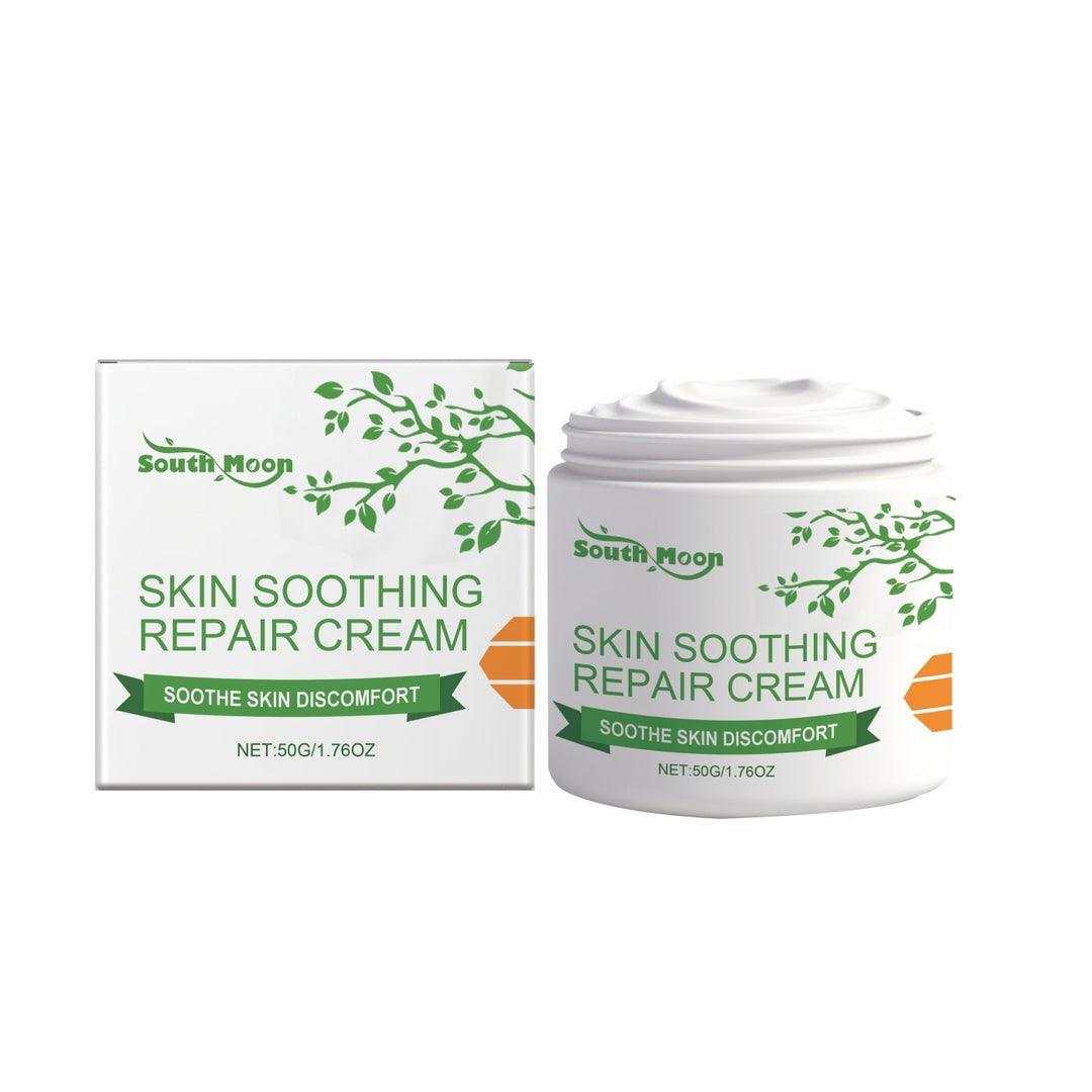 Skin Soothing Repair Cream tube with mint leaves and aloe vera ingredients