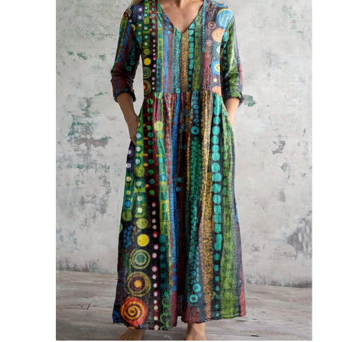 Womens Loose-fitting Fashionable Printed Dress