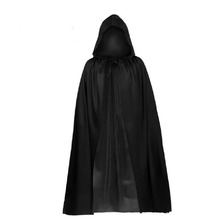 Halloween Costume Satin Black Grim Reaper Cloak Cape