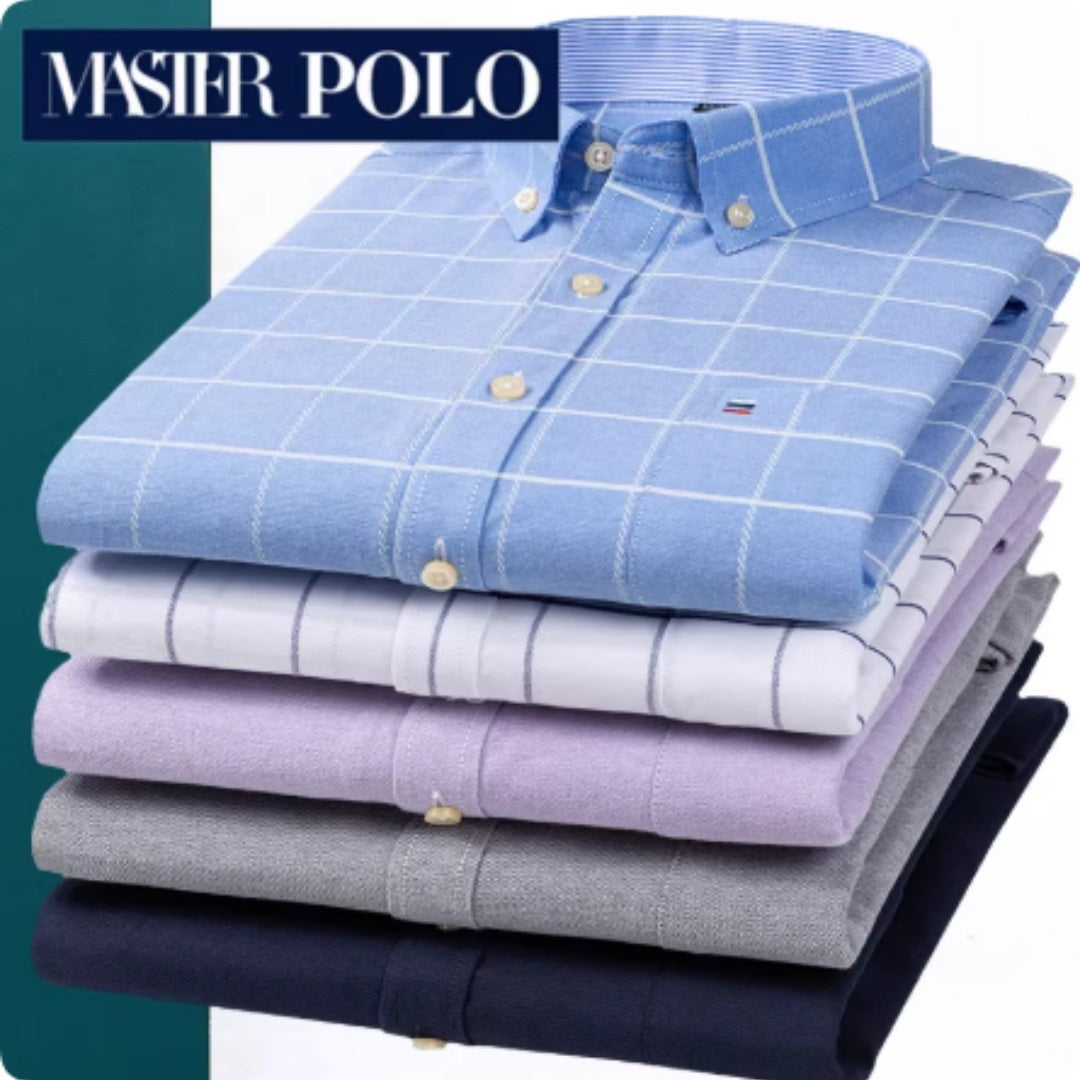 Middle-aged Men's Long Sleeve Pure Cotton Plaid Shirt