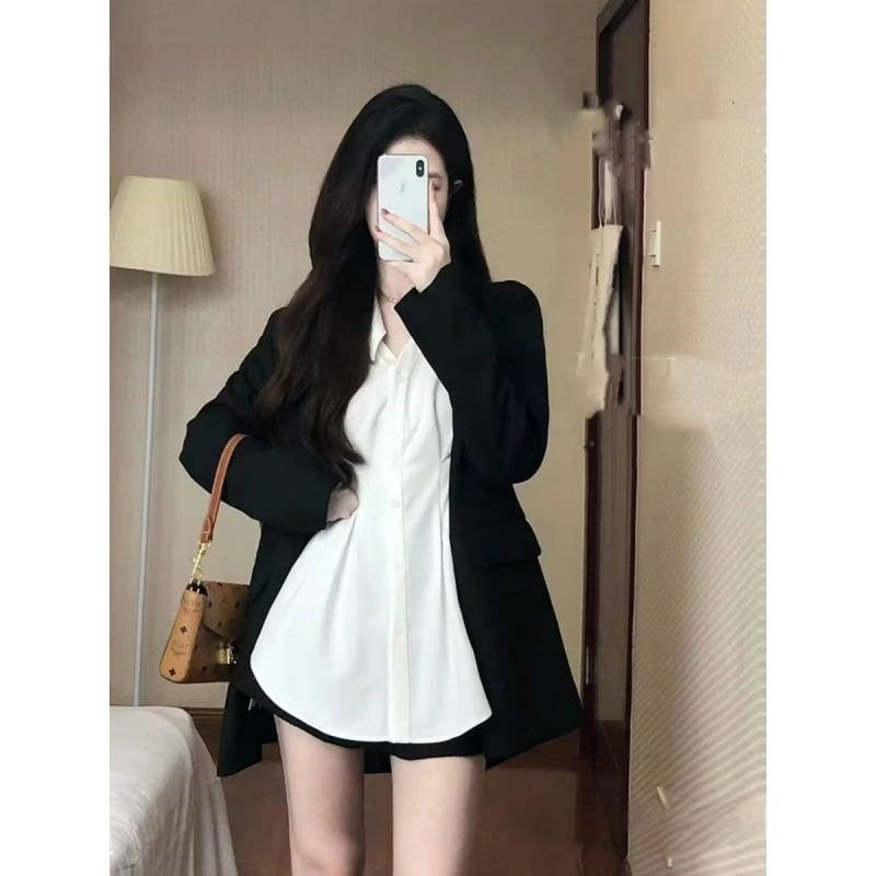 Womens Versatile Black Suit Dress For Fashion