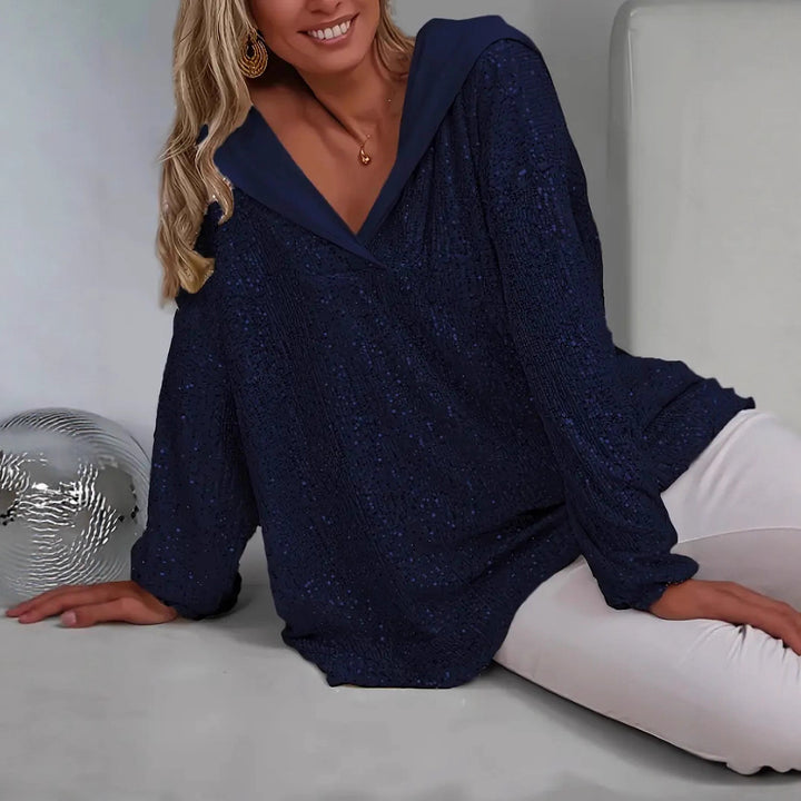 Womens Relaxed Fit Sequin Hoodie