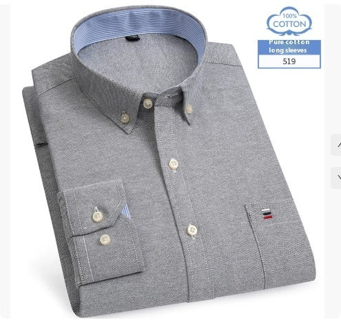 قميص رجالي متوسط ​​العمر بأكمام طويلة من القطن الخالص بنقشة مربعات