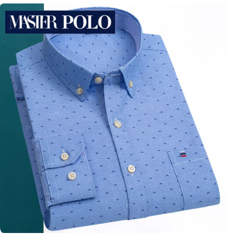 Middle-aged Men's Long Sleeve Pure Cotton Plaid Shirt