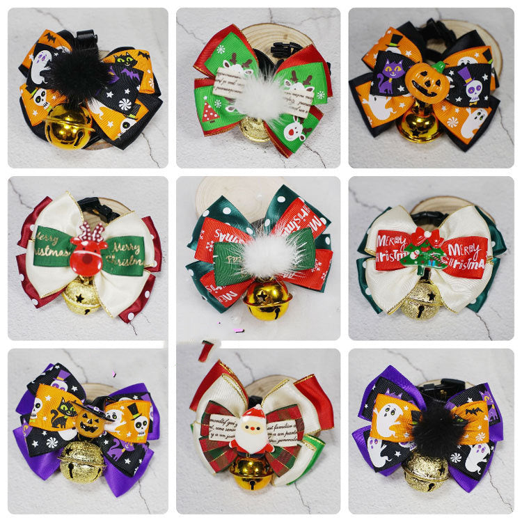 Handmade Collar Bib pet bow tie with bell in various festive and lace styles