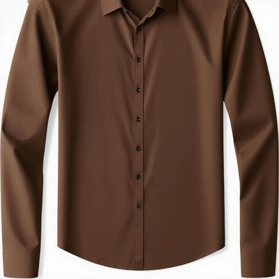 Men's Business Casual Suit Long Sleeve Inner Wear Brown Shirt