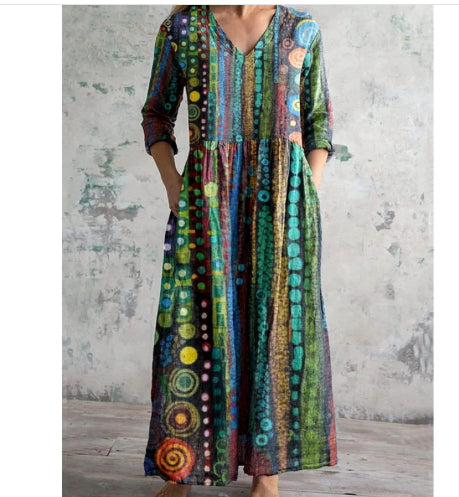 Womens Loose-fitting Fashionable Printed Dress